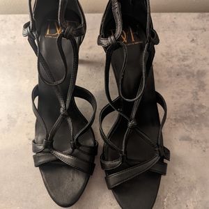 Diane von Furstenberg Strappy Black Leather Slingback Shoes